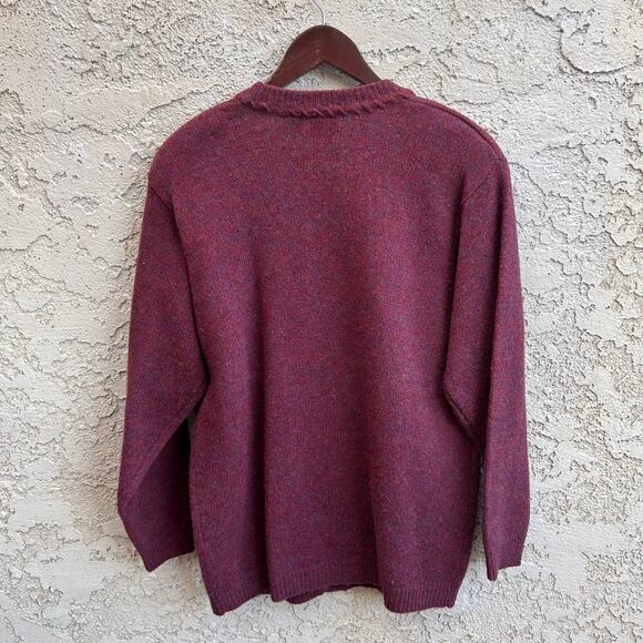 VTG Liz Claiborne 100% Wool Maroon Long Cardigan Sweater Small (oversized) - Picture 2 of 4